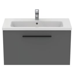 Ideal Standard I.life S Compact Matt Quartz Grey Wall-Mounted Bathroom Vanity Unit (H) 440mm (W) 800mm - thumbnail 5