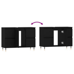Berkfield Bathroom Cabinet Black 80X33X60 Cm Engineered Wood - thumbnail 8