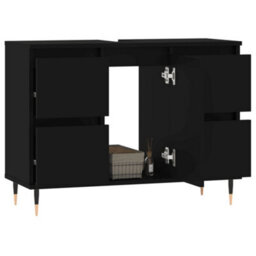Berkfield Bathroom Cabinet Black 80X33X60 Cm Engineered Wood - thumbnail 3
