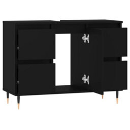 Berkfield Bathroom Cabinet Black 80X33X60 Cm Engineered Wood - thumbnail 4