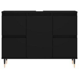 Berkfield Bathroom Cabinet Black 80X33X60 Cm Engineered Wood - thumbnail 5
