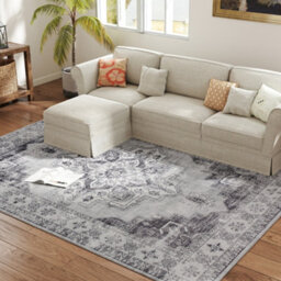 Homcom Flannel Non-Slip Washable Rug For Living Room, 290 X 200 Cm, Grey - thumbnail 8