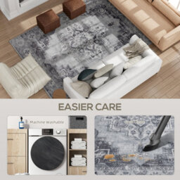Homcom Flannel Non-Slip Washable Rug For Living Room, 290 X 200 Cm, Grey - thumbnail 5