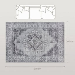 Homcom Flannel Non-Slip Washable Rug For Living Room, 290 X 200 Cm, Grey - thumbnail 3
