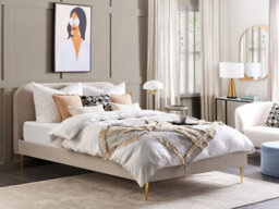 Beliani Bed Velvet Flayat 180 X 200 Cm (Eu Super King) Light Beige - thumbnail 2