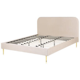 Beliani Bed Velvet Flayat 180 X 200 Cm (Eu Super King) Light Beige - thumbnail 5