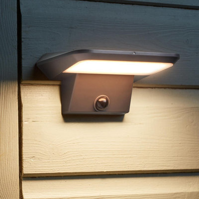 Grey Solar Powered Pir Motion Sensor Sentry Light - 800 Lumen Outdoor Garden Wall Or Fence Mounted Home Security Lighting - image 1