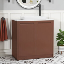 Royal Bathrooms Royal Bathroom Elmore 800mm Terracotta Clay Freestanding Countertop Bathroom Vanity Unit 2 Door With Qubix Basin - thumbnail 1