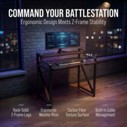 Gaming Desk , Carbon Computer Gaming Desk, Ergonomic Gaming Pc Desk 100 Cm - thumbnail 3