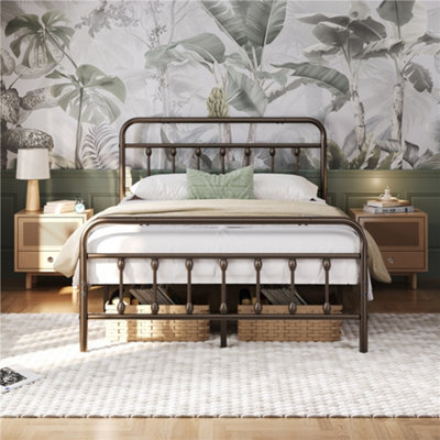 Yaheetech Bronze Double Metal Platform Bed Frame With High Headboard And Footboard - image 1