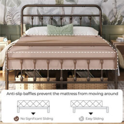 Yaheetech Bronze Double Metal Platform Bed Frame With High Headboard And Footboard - thumbnail 5