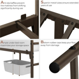 Yaheetech Bronze Double Metal Platform Bed Frame With High Headboard And Footboard - thumbnail 6