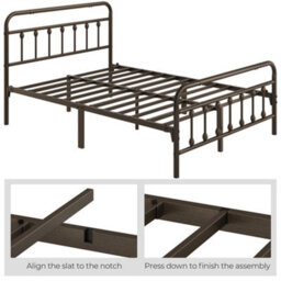 Yaheetech Bronze Double Metal Platform Bed Frame With High Headboard And Footboard - thumbnail 4