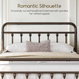 Yaheetech Bronze Double Metal Platform Bed Frame With High Headboard And Footboard - thumbnail 7