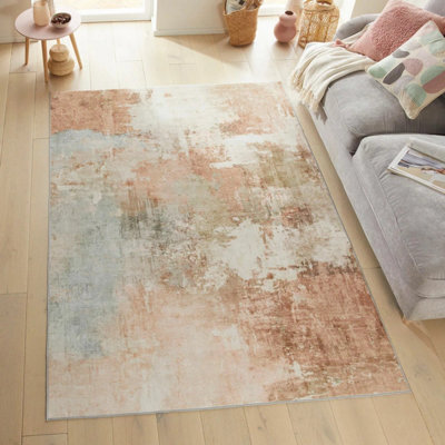 Xample Concept Looms Liberty Spring Washable Rug 160X230Cm Soft Velvet Feel, Low Pile 4mm, Durable Polyester, Neutral Brown - image 1