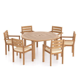 Eterna Luxor Teak Garden Dining Table & 6 Seat Marlow Chair Set - With Black Cushions - thumbnail 4
