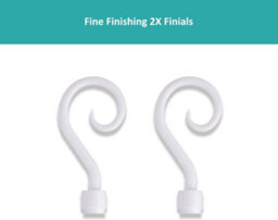 Lister Cartwright 19 mm Extendable Metal Curtain Pole Rods - White (Crook Finials, 120-210 Cm) - thumbnail 2