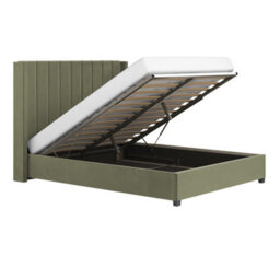 Flair Tiggy Ottoman Bed With Winged Headboard Khaki Velvet Double - thumbnail 4