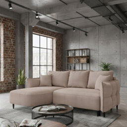 Sycylia Modern Corner Sofa Bed With Storage Wooden Frame Pine Slats Chipboard Hdf Freestanding 244X165Cm Pink Left