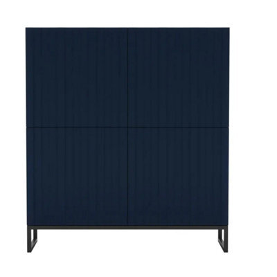 Heze Furniture Elpis Glamour Sideboard Push-To-Open Cabinet - Navy Matt / Black Frame - image 1