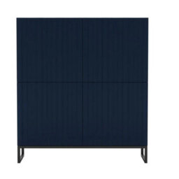 Heze Furniture Elpis Glamour Sideboard Push-To-Open Cabinet - Navy Matt / Black Frame