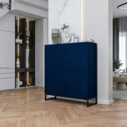 Heze Furniture Elpis Glamour Sideboard Push-To-Open Cabinet - Navy Matt / Black Frame - thumbnail 3