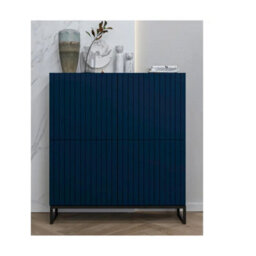 Heze Furniture Elpis Glamour Sideboard Push-To-Open Cabinet - Navy Matt / Black Frame - thumbnail 5