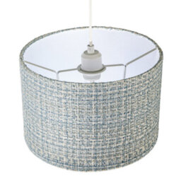 Happy Homewares Modern Drum Lamp Shade Upholstered In Soft Woven Boucle Style Fabric - thumbnail 3