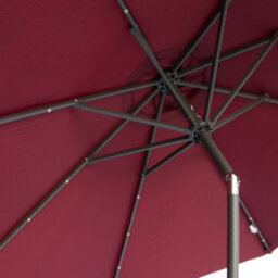 Sundaze Wine Red 2.7M  Round Garden Parasol Umbrella Outdoor Patio Solar Led Lights Crank Tilt With Base - thumbnail 5
