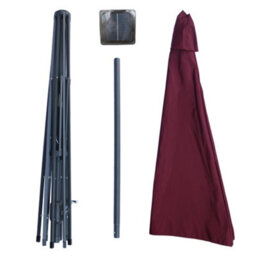 Sundaze Wine Red 2.7M  Round Garden Parasol Umbrella Outdoor Patio Solar Led Lights Crank Tilt With Base - thumbnail 7