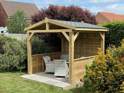 "NLC(DRIFFIELD)LIMITED Nlc Wooden Shingle Roof Gazebo 3.6M X 3.6M (11'10"" X 11'10"") With 15mm Hardwood Ply Roof, Grey Felt Shingles And Tanalised Timber" - image 1