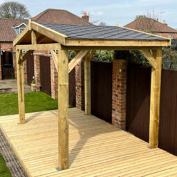 "NLC(DRIFFIELD)LIMITED Nlc Wooden Shingle Roof Gazebo 3.6M X 3.6M (11'10"" X 11'10"") With 15mm Hardwood Ply Roof, Grey Felt Shingles And Tanalised Timber" - thumbnail 5