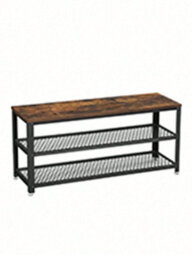 LEDREM Shoe Bench, Shoe Rack With 2 Shelves, Shoe Organiser,entryway Living Room Hallway, Steel Structure, Rustic Brown And Black - thumbnail 9
