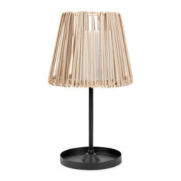 Valuelights Solar Powered Natural Rattan Outdoor Tabletop Light, Garden Table Lamp - thumbnail 2