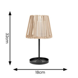 Valuelights Solar Powered Natural Rattan Outdoor Tabletop Light, Garden Table Lamp - thumbnail 7