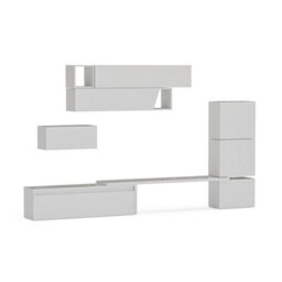 Decorotika Ceko Moduler Modern Tv Unit Wall Mount Customizable Layout High Gloss White - thumbnail 4