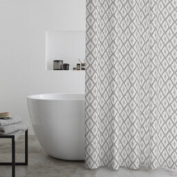 Catherine Lansfield Aztec Diamond 180X180Cm Shower Curtain Panel Silver Grey - thumbnail 1