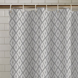 Catherine Lansfield Aztec Diamond 180X180Cm Shower Curtain Panel Silver Grey - thumbnail 2