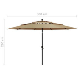 Berkfield Harmful 3-Tier Parasol With Aluminium Pole Taupe 3.5 M - thumbnail 8