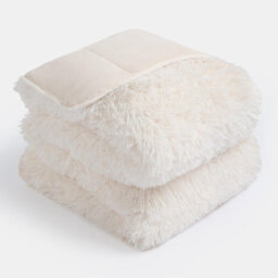 Ohs Fluffy Faux Fur Weighted Blanket, Cream - 8Kg - thumbnail 5