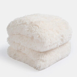 Ohs Fluffy Faux Fur Weighted Blanket, Cream - 8Kg - thumbnail 4