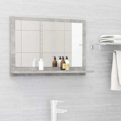 Berkfield Bathroom Mirror Concrete Grey 60X10.5X37 Cm Engineered Wood - image 1