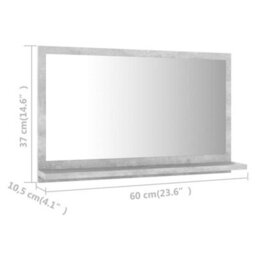Berkfield Bathroom Mirror Concrete Grey 60X10.5X37 Cm Engineered Wood - thumbnail 7