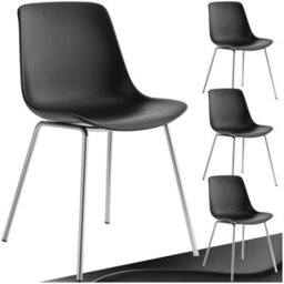 Tectake Set Of 4 Dining Chair Mave - Large Plastic Seat, Ergonomic, High Backrest, 120 Kg Load Capacity  - Black/chrome