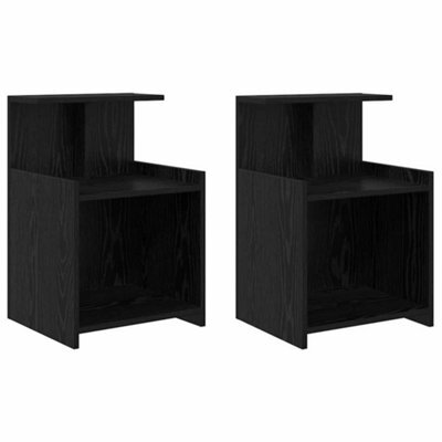 Berkfield Modern Bedside Cabinets 2-Pack Black Oak 40 X 35 X 60 Cm Engineered Wood