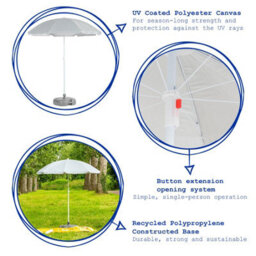 Harbour Housewares Metal Beach Parasol & Base Set - 1.74 X 1.93M - Grey/grey - thumbnail 2