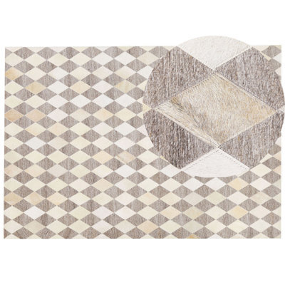 Beliani Rug Seslice Beige 160 X 230 Cm Leather - image 1