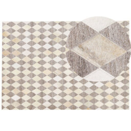 Beliani Rug Seslice Beige 160 X 230 Cm Leather - thumbnail 1