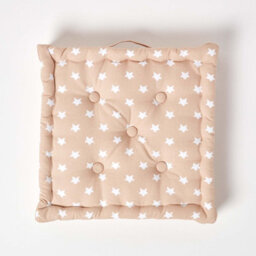 Homescapes Cotton Beige Stars Floor Cushion, 40 X 40 Cm - thumbnail 3