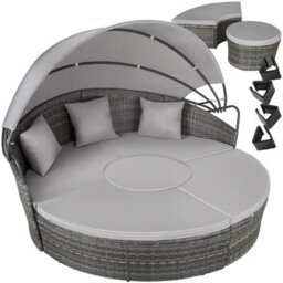 Tectake Sun Lounger Santorini - Modular Garden Furniture Set With Shade Canopy  - Grey - thumbnail 1